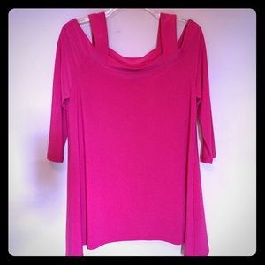 Hot,hot,hot pink on/off shoulder3/4 length tunic.